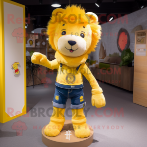 Yellow Lion maskot kostym...