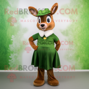 Olive Roe Deer mascot costume character dressed with a Skirt and Beanies