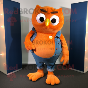 Orange ugle maskot kostume...