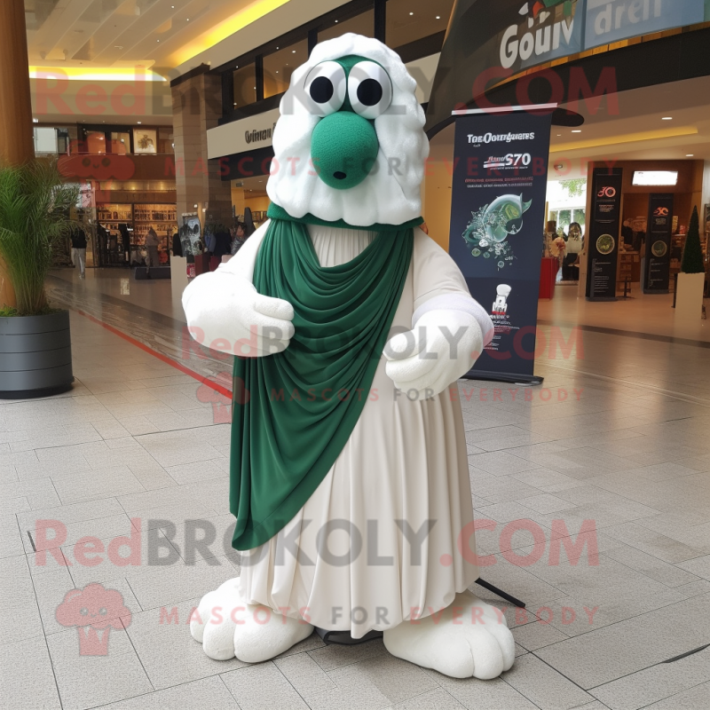Forest Green Guinness mascot costume character dressed with a Wedding Dress and Scarf clips