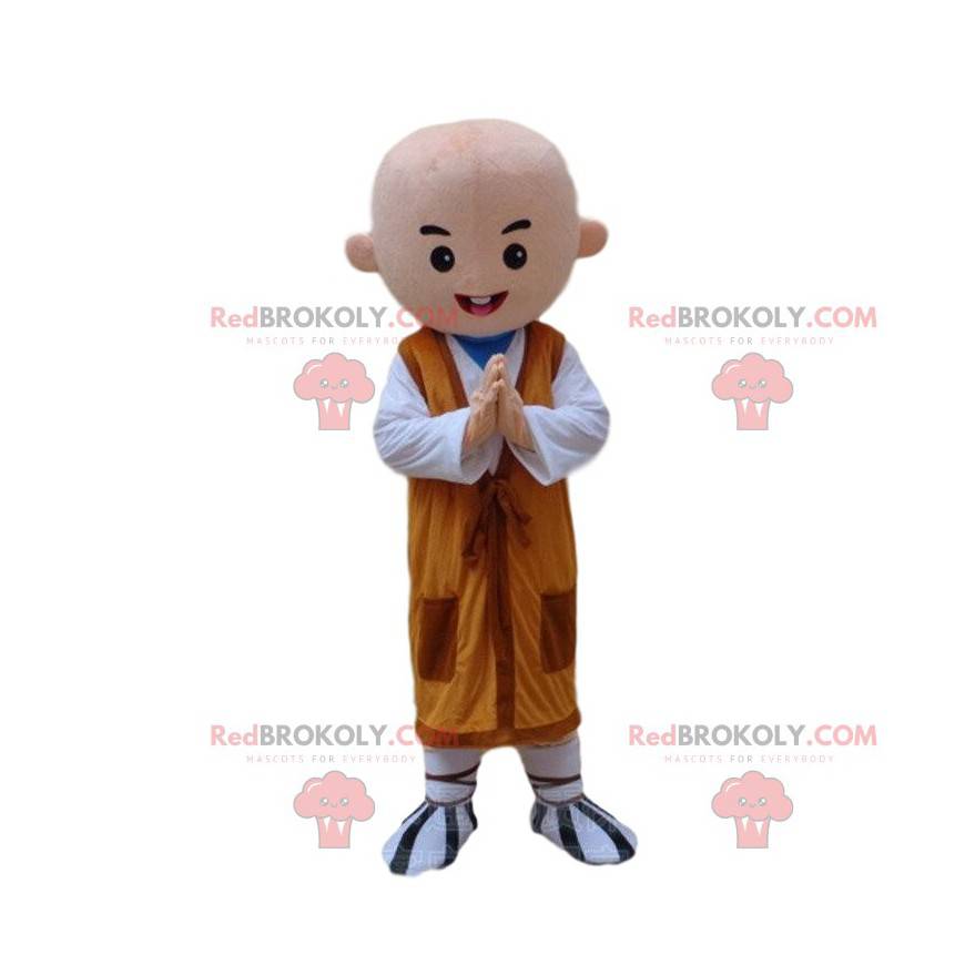 Mascotte de moine bouddhiste avec une tunique orange - Mascotte de moine bouddhiste avec une tunique orange -