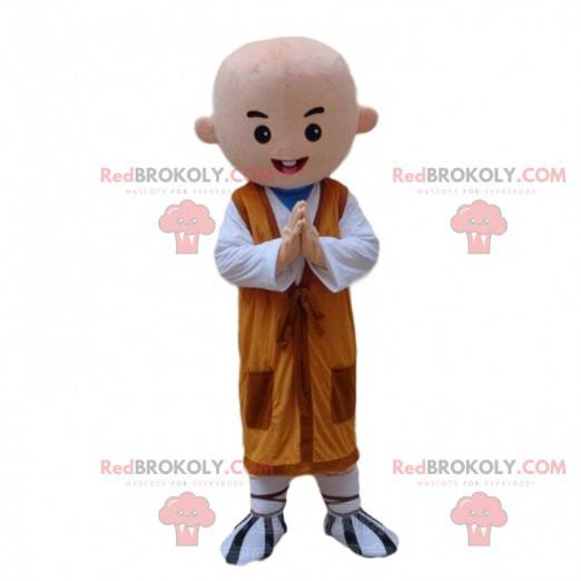 Buddhist monk mascot with an orange tunic - Redbrokoly.com