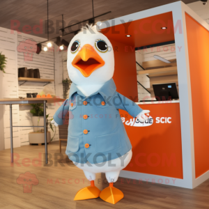 Peach Seagull mascot costume character dressed with a Suit and Keychains