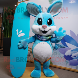 Cyan kanin maskot kostym...