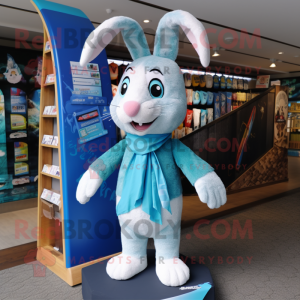 Cyan kanin maskot kostym...