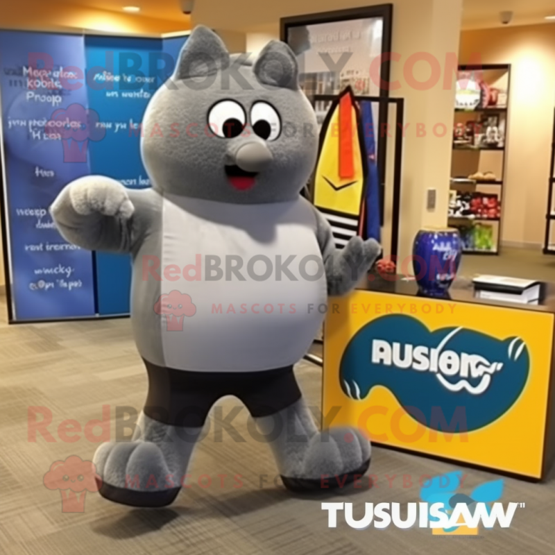 Gray Squash mascot costume character dressed with a Board Shorts and Pocket squares Gray Squash mascot costume character dressed with a Board Shorts and Pocket squares