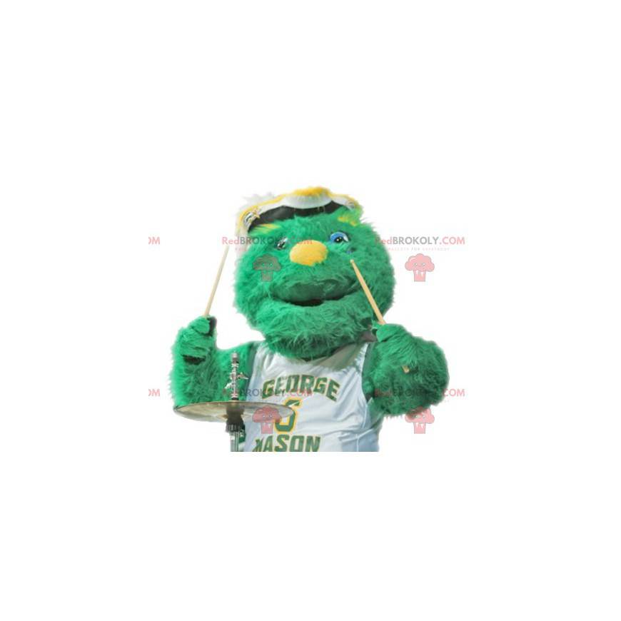 Mascote monstro verde todo peludo - Redbrokoly.com