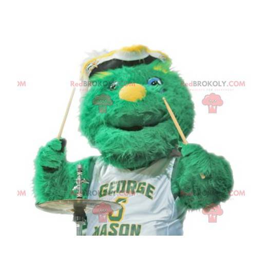 Mascotte de monstre vert tout poilu - Redbrokoly.com