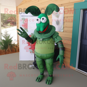 Forest Green Lobster mascot costume character dressed with a Romper and Keychains