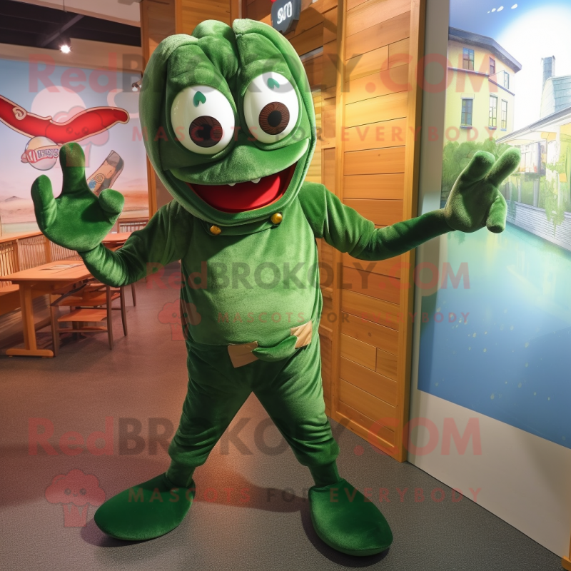 Forest Green Lobster mascot costume character dressed with a Romper and Keychains