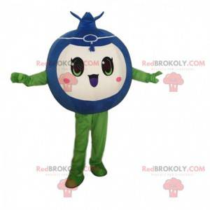 Mascotte mirtillo divertente e carino, costume di frutta -