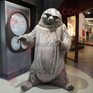 Grå Giant Sloth maskotdräkt...