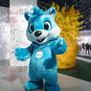 Cyan egern maskot kostume...