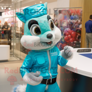 Cyan egern maskot kostume...