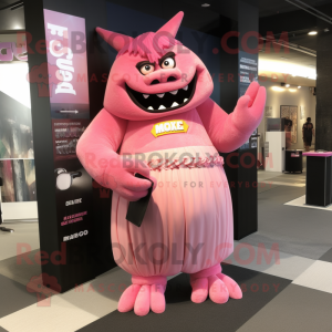 Pink Ogre mascotte kostuum...