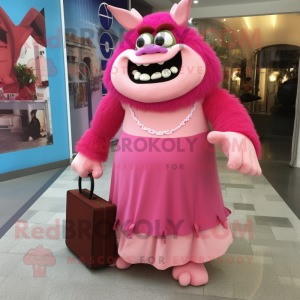 Pink Ogre mascotte kostuum...