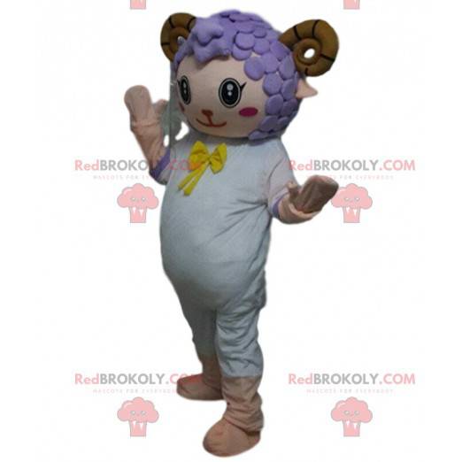 Maskot bílá ovce, koza s hnědými rohy - Redbrokoly.com