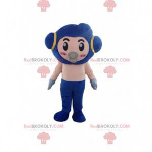 Robot mascot with a pacifier, futuristic baby costume -