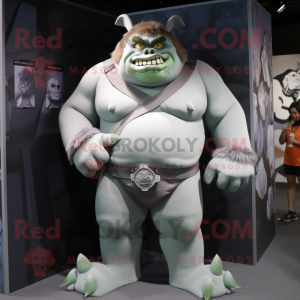 Silver Ogre maskot kostume...