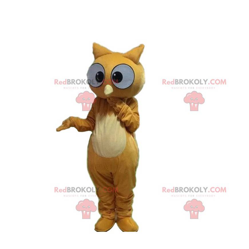 Brown owl mascot looking surprised, owl costume - Redbrokoly.com
