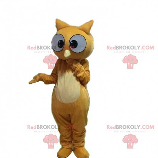 Brown owl mascot looking surprised, owl costume - Redbrokoly.com