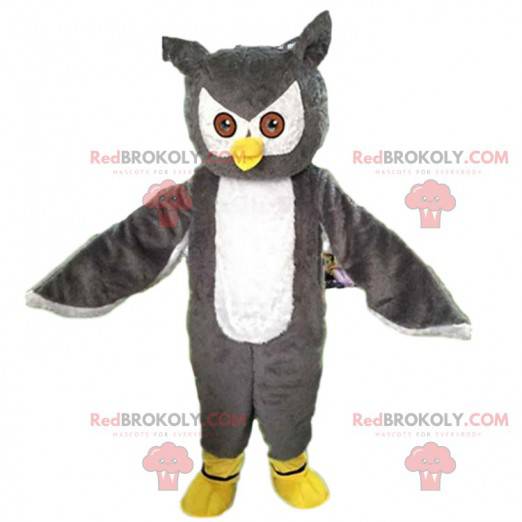 Giant and impressive gray and white owl mascot - Redbrokoly.com