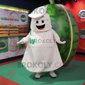 White Watermelon mascot costume character dressed with a Culottes and Wraps