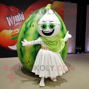 White Watermelon mascot costume character dressed with a Culottes and Wraps