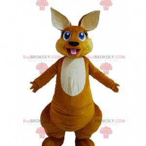 Brown kangaroo mascot with pretty blue eyes - Redbrokoly.com