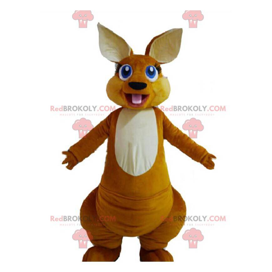 Brun kænguru-maskot med smukke blå øjne - Redbrokoly.com Brun kænguru-maskot med smukke blå øjne - Redbrokoly.com