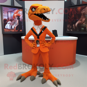 Oransje Utahraptor maskot...