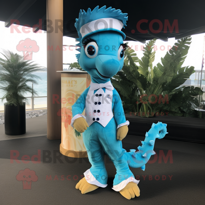 nan Seahorse mascot costume character dressed with a Romper and Bow ties