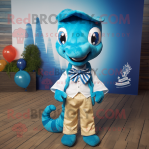 nan Seahorse mascot costume character dressed with a Romper and Bow ties