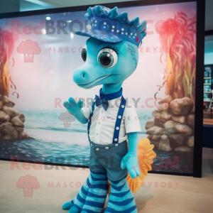 nan Seahorse mascot costume character dressed with a Romper and Bow ties