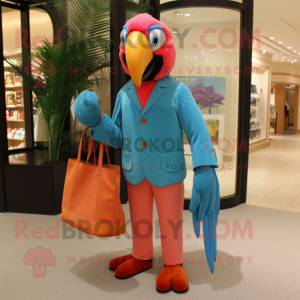 Peach Macaw maskot kostume...