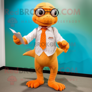 Orange Geckos maskot kostym...