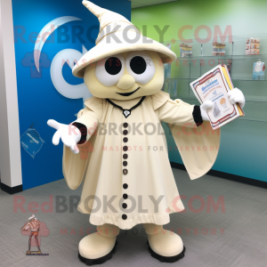 Cream Wizard mascot costume character dressed with a Baseball Tee and Messenger bags