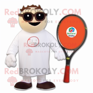 Beige Shakshuka mascot costume character dressed with a Long Sleeve Tee and Eyeglasses