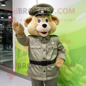 Olive Police Officer mascot costume character dressed with a Raincoat and Ties