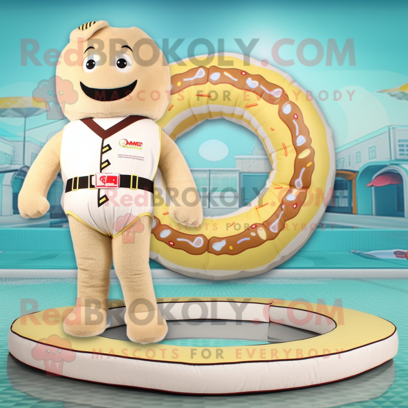 Beige Donut mascot costume character dressed with a Swimwear and Belts