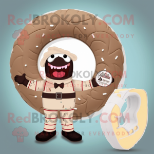 Beige Donut mascot costume character dressed with a Swimwear and Belts