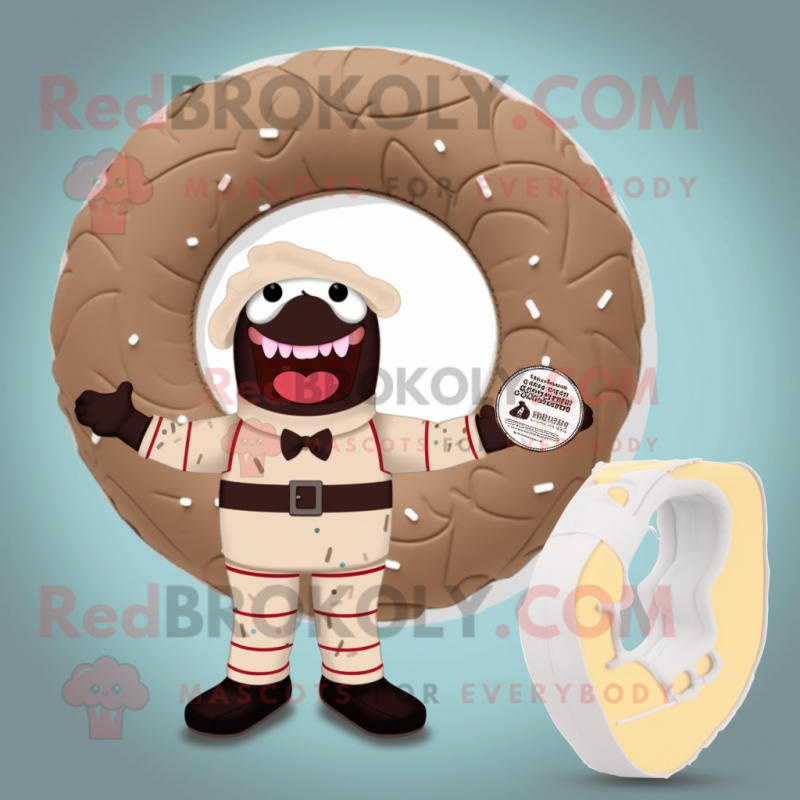 Beige Donut mascot costume character dressed with a Swimwear and Belts