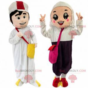 2 mascottes, un homme et une femme orientale, couple arabe -