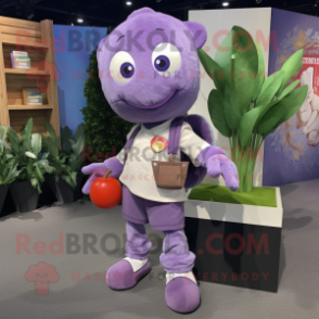 Lavender Cherry mascot costume character dressed with a Cargo Pants and Coin purses