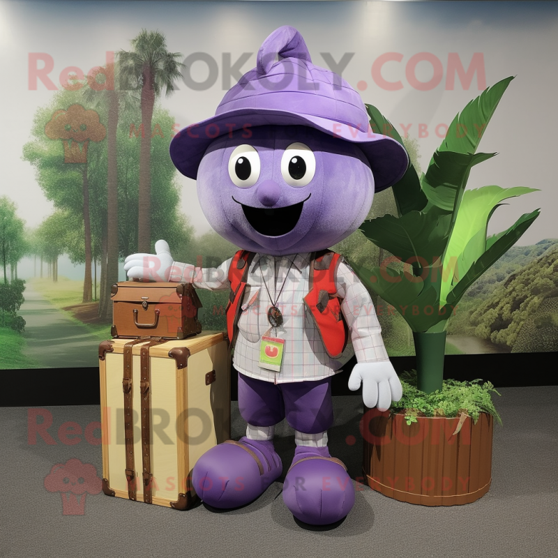 Lavender Cherry mascot costume character dressed with a Cargo Pants and Coin purses