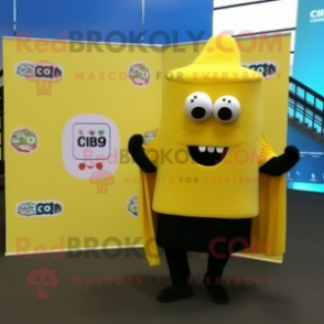 Yellow Enchiladas mascot costume character dressed with a Capri Pants and Scarf clips