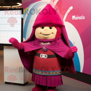 Magenta Chief mascot costume character dressed with a Pencil Skirt and Shawls