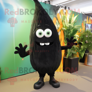 Black Zucchini mascot costume character dressed with a Swimwear and Hairpins