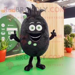 Black Zucchini mascot costume character dressed with a Swimwear and Hairpins