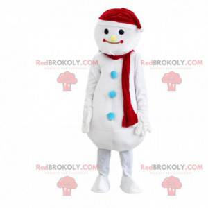Reusachtige witte sneeuwman mascotte, winterkostuum -
